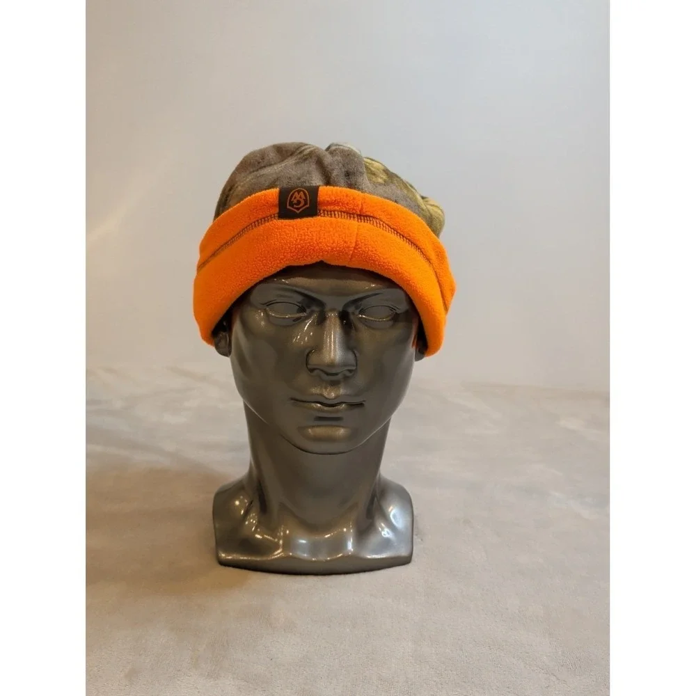 Academy Camo Fleece Beanie Hat Reversible Blaze Orange Hunting Cap OSFM